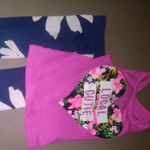 Hawaii Themed Print Tank & Legging Set Sz.2T